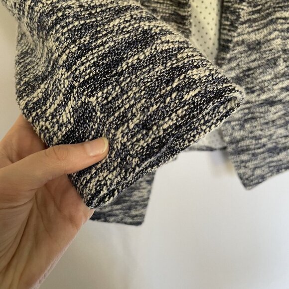 Ann Taylor Womens Tweed Knit Blazer Jacket Size 6 Black & White Polka Dot Lining - Picture 4 of 9